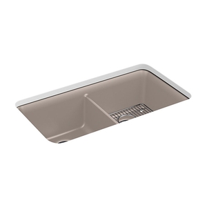 K8199-CM3 Cairn White/Color Undermount - Double Bowl Kitchen Sink - Matte Taupe