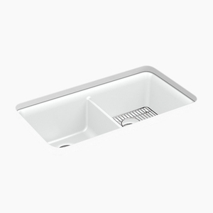 K8199-CM6 Cairn White/Color Undermount - Double Bowl Kitchen Sink - Matte White