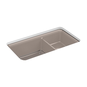 K8204-CM3 Cairn White/Color Undermount - Double Bowl Kitchen Sink - Matte Taupe