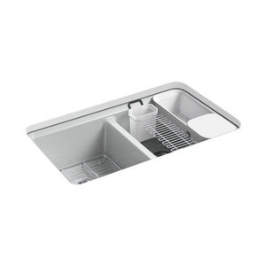 K8679-5UA3-95 Riverby White/Color Undermount - Double Bowl Kitchen Sink - Ice Grey K8679-5UA3-95 Riverby White/Color Undermount - Double Bowl Kitchen Sink - Ice Grey