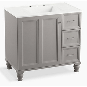 K99520-LGR-1WT Damask Vanity Base Bathroom Vanity - Mohair Grey