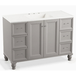 K99522-LG-1WT Damask Vanity Base Bathroom Vanity - Mohair Grey