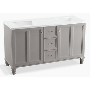 K99524-LG-1WT Damask Vanity Base Bathroom Vanity - Mohair Grey