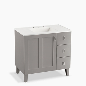 K99533-LGR-1WT Poplin Vanity Base Bathroom Vanity - Mohair Grey