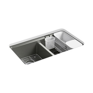 K8679-5UA3-58 Riverby White/Color Undermount - Double Bowl Kitchen Sink - Thunder Grey