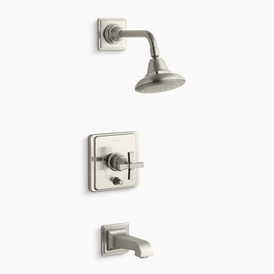 KT13133-3A-BN/K11748-K-NA Pinstripe One Handle Tub & Shower Faucet - Vibrant Brushed Nickel