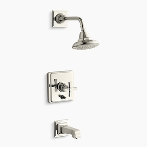 KT13133-3A-SN/K11748-K-NA Pinstripe One Handle Tub & Shower Faucet - Vibrant Polished Nickel