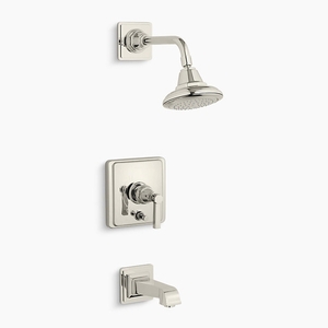 KT13133-4A-SN/K11748-K-NA Pinstripe One Handle Tub & Shower Faucet - Vibrant Polished Nickel