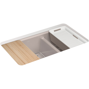 K8669-5UPC-TRF Riverby White/Color Undermount - Double Bowl Kitchen Sink - Truffle