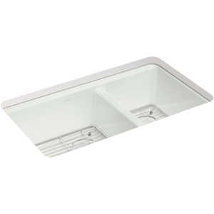 K8669-5UA1-FF Riverby White/Color Undermount - Double Bowl Kitchen Sink - Sea Salt