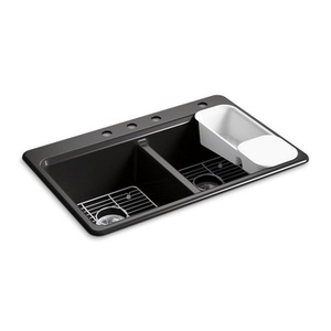 K8679-4A2-7 Riverby White/Color Double Bowl Kitchen Sink - Black K8679-4A2-7 Riverby White/Color Double Bowl Kitchen Sink - Black