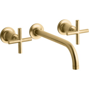 KT14414-3-2MB Purist Bathroom Sink Faucet Trim Trim Kit - Vibrant Brushed Moderne Brass