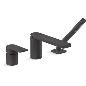 K23488-4-BL Parallel Deck Mount With Handshower Tub Faucet - Matte Black