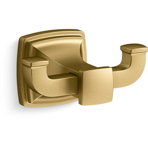 K27411-2MB Riff Robe Hook Bathroom Accessory - Vibrant Brushed Moderne Brass