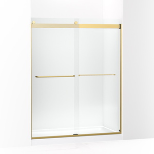 K706015-L-2MB Levity Shower Door - Sliding Shower Door - Vibrant Brushed Moderne Brass