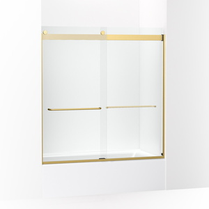 K706004-L-2MB Levity Tub & Shower - Sliding Shower Door - Vibrant Brushed Moderne Brass