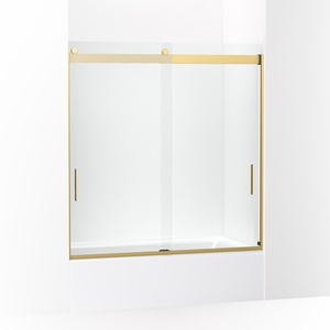 K706000-L-2MB Levity Tub & Shower - Sliding Shower Door - Vibrant Brushed Moderne Brass