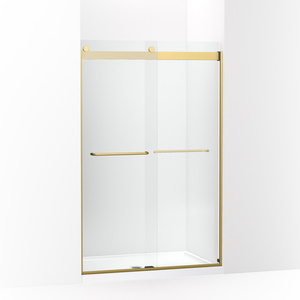 K706014-L-2MB Levity Shower Door - Sliding Shower Door - Vibrant Brushed Moderne Brass