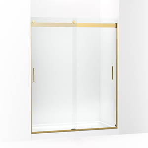 K706009-L-2MB Levity Shower Door - Sliding Shower Door - Vibrant Brushed Moderne Brass