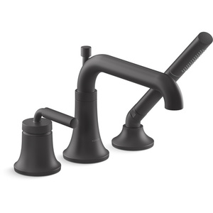 K26441-4-BL Tone Deck Mount With Handshower Tub Faucet - Matte Black