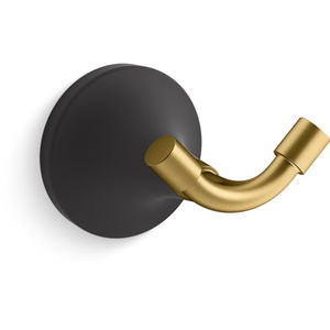 K27427-BMB Tone Robe Hook Bathroom Accessory - Matte Black w/Moderne Brass K27427-BMB Tone Robe Hook Bathroom Accessory - Matte Black w/Moderne Brass
