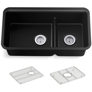 K27786-CM1 Cairn White/Color Undermount - Double Bowl Kitchen Sink - Matte Black K27786-CM1 Cairn White/Color Undermount - Double Bowl Kitchen Sink - Matte Black