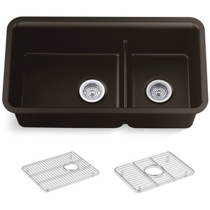 K27786-CM2 Cairn White/Color Undermount - Double Bowl Kitchen Sink - Matte Brown