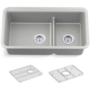 K27786-CM4 Cairn White/Color Undermount - Double Bowl Kitchen Sink - Matte Grey K27786-CM4 Cairn White/Color Undermount - Double Bowl Kitchen Sink - Matte Grey