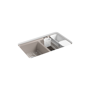 K8679-5UA3-TRF Riverby White/Color Undermount - Double Bowl Kitchen Sink - Truffle