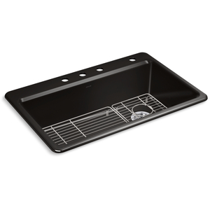 K5871-4A1-7 Riverby White/Color Single Bowl - Cast Iron Kitchen Sink - Black Black K5871-4A1-7 Riverby White/Color Single Bowl - Cast Iron Kitchen Sink - Black Black