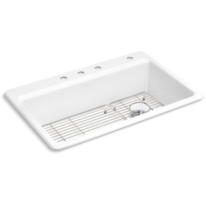 K5871-4A1-0 Riverby White/Color Single Bowl - Cast Iron Kitchen Sink - White K5871-4A1-0 Riverby White/Color Single Bowl - Cast Iron Kitchen Sink - White