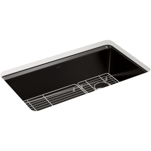 K5871-5UA1-7 Riverby White/Color Single Bowl - Cast Iron Kitchen Sink - Black Black K5871-5UA1-7 Riverby White/Color Single Bowl - Cast Iron Kitchen Sink - Black Black