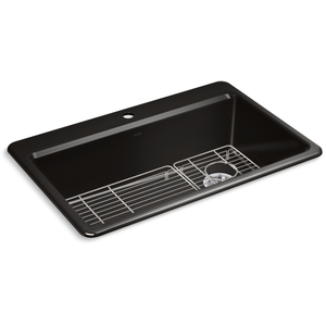 K5871-1A1-7 Riverby White/Color Single Bowl - Cast Iron Kitchen Sink - Black Black K5871-1A1-7 Riverby White/Color Single Bowl - Cast Iron Kitchen Sink - Black Black
