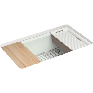 K5871-5UPC-FF Riverby White/Color Single Bowl - Cast Iron Kitchen Sink - Sea Salt K5871-5UPC-FF Riverby White/Color Single Bowl - Cast Iron Kitchen Sink - Sea Salt