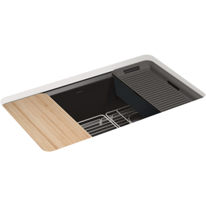 K5871-5UPC-7 Riverby White/Color Single Bowl - Cast Iron Kitchen Sink - Black Black K5871-5UPC-7 Riverby White/Color Single Bowl - Cast Iron Kitchen Sink - Black Black