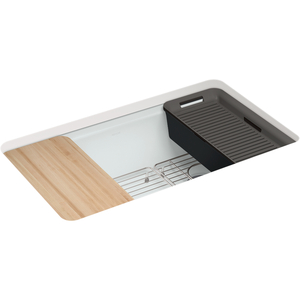 K5871-5UPC-95 Riverby White/Color Single Bowl - Cast Iron Kitchen Sink - Ice Grey K5871-5UPC-95 Riverby White/Color Single Bowl - Cast Iron Kitchen Sink - Ice Grey
