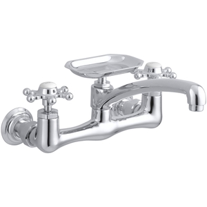 K149-3-CP Antique Wall Mount Kitchen Faucet - Polished Chrome