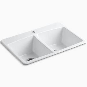 K5846-1-0 Brookfield White/Color Double Bowl Kitchen Sink - White K5846-1-0 Brookfield White/Color Double Bowl Kitchen Sink - White