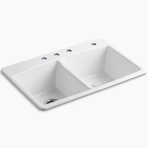 K5846-4-0 Brookfield White/Color Double Bowl Kitchen Sink - White K5846-4-0 Brookfield White/Color Double Bowl Kitchen Sink - White