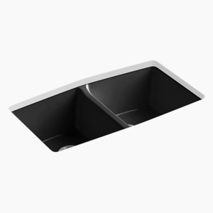 K5846-5U-7 Brookfield White/Color Undermount - Double Bowl Kitchen Sink - Black