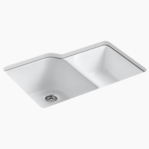 K5931-4U-0 Executive Chef White/Color Undermount - Double Bowl Kitchen Sink - White