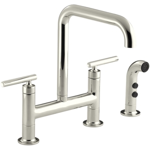 K7548-4-SN Purist Two-Handle Kitchen Faucet - Vibrant Polished Nickel