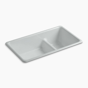 K6625-95 Iron/Tones White/Color Dual Mount Double Bowl Kitchen Sink - Ice Grey K6625-95 Iron/Tones White/Color Dual Mount Double Bowl Kitchen Sink - Ice Grey