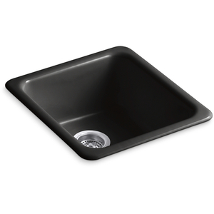 K6584-7 Iron/Tones White/Color Dual Mount Single Bowl Kitchen Sink - Black