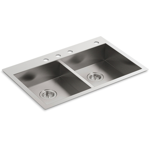 K3996-4-NA Vault Stainless Steel Dual Mount Double Bowl Kitchen Sink - Stainless Steel