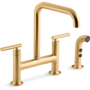 K7548-4-2MB Purist Two-Handle Kitchen Faucet - Vibrant Brushed Moderne Brass