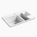 Kohler K8669-1A2-0 White Double Bowl Kitchen Sink