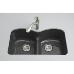  Langlade White/Color Undermount - Double Bowl Kitchen Sink - Black