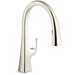 Kohler K22068-SN Vibrant Polished Nickel Pull-Out Spray Kitchen Faucet