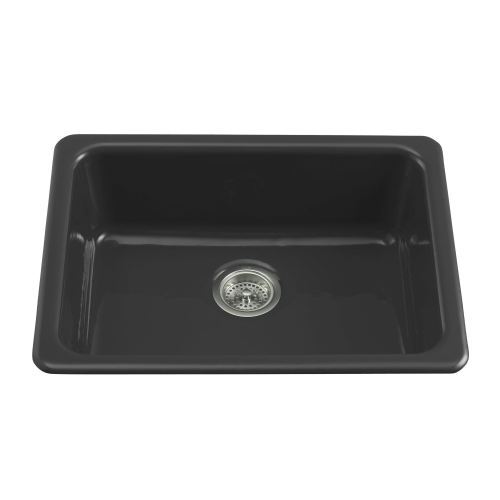 K6585-7 Iron/Tones White/Color Single Bowl Kitchen Sink - Black